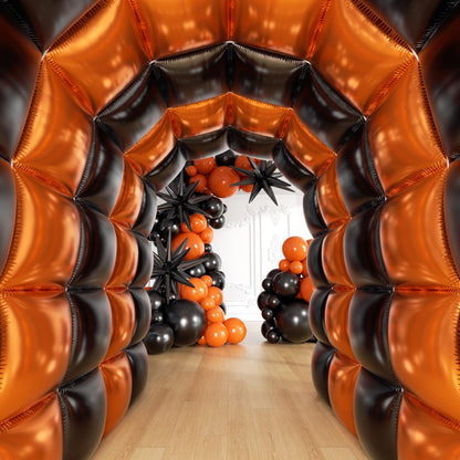 HKYOOD 36pcs Black and Orang Square Foil Balloons Wall Backdrop with 147pcs Balloon Garland Arch Kit, Double Sided Balloons for Halloween Graduation Birthday Anniversary Baby Shower Party Decorations