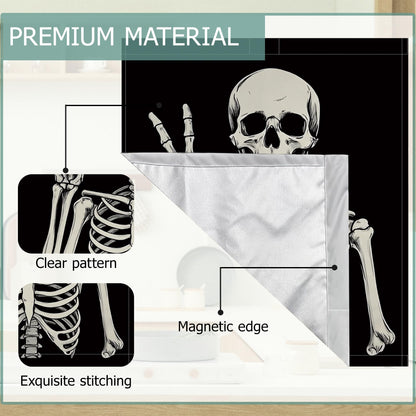 Halloween Skeleton Refrigerator Magnet Cover,Gothic Smiling Skull Washable Dishwasher Magnets Decorative Cover,Home Kitchen Decorative Dishwasher Front Panel Cover 23x26 Inch