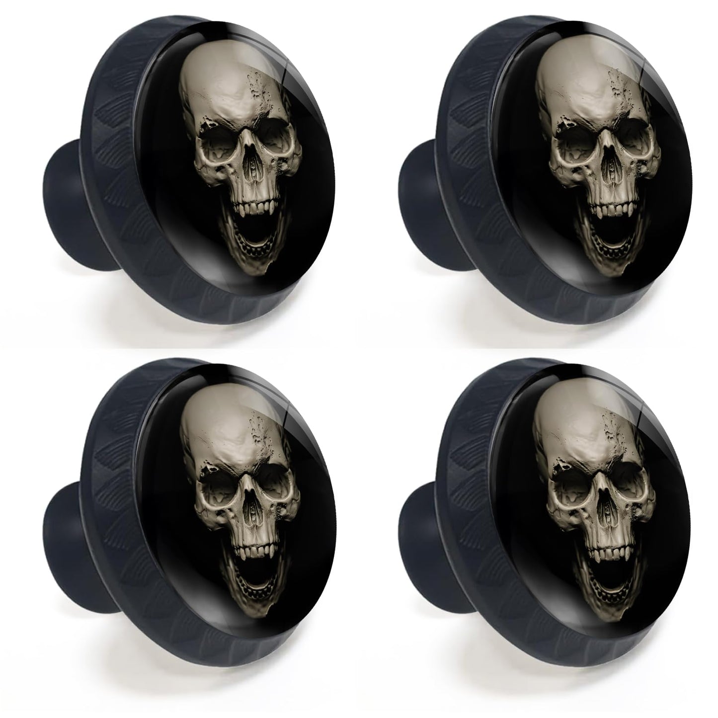 Artinhand 4 Pack Gothic White Skull Cabinet Knobs for Kitchen Bathroom