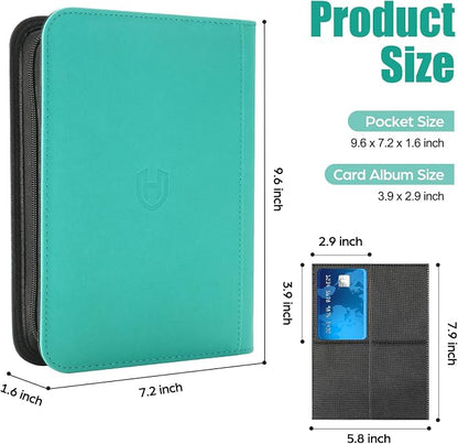 Card Binder 4 Pocket with Zipper, 288 Pockets Trading Card Holder Book, Premium PU Cover Zip Folder Binder, Side Loading Carrying Case Binder Album for TCG, MTG, Sports Cards, Game Cards