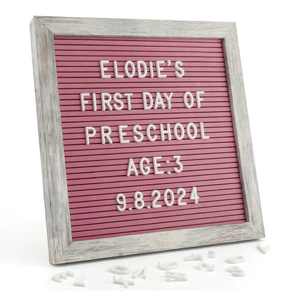 C CRYSTAL LEMON Rustic Hot Pink Felt Letter Board 10x10 Inches – 336 Changeable Letters, Numbers & Symbols – Message Board for Classroom, Home & Office