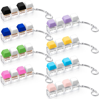 Halloscume 8 Pcs Adult Keyboard Fidget Clicker Toy 4-in-1 Silent and Clicky Keyboard Keychain Cube Mechanical Key Button Clicker Stress Relief Gift for Office School Home to Pass The Time