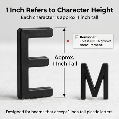 1 Inch Tall Plastic Letter Board Letters Only, 312 PCS Black Precut Replacement Letters and Numbers for Felt Letter Boards, Message Boards and Directory Boards, No Board Included
