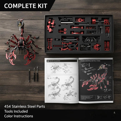Scorpion 3D Metal Puzzles for Adults, 454PCS Stainless Steel DIY Mechanical Model Kit, No Glue Assembly with Movable Joints, Challenging Metal Building Kit Desk Decor Gift (Black-Glod)