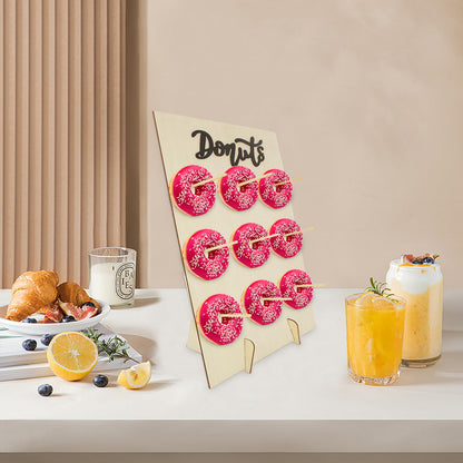 SHUESS 3 PCS Donut Wall Display Stand, Wood Donut Display Board, Donut Holder Board Stand, Wall Stands Display Board, Donut Stand Wood Decorate for Party, Wedding, Birthday, Party, Holds 9 Donuts