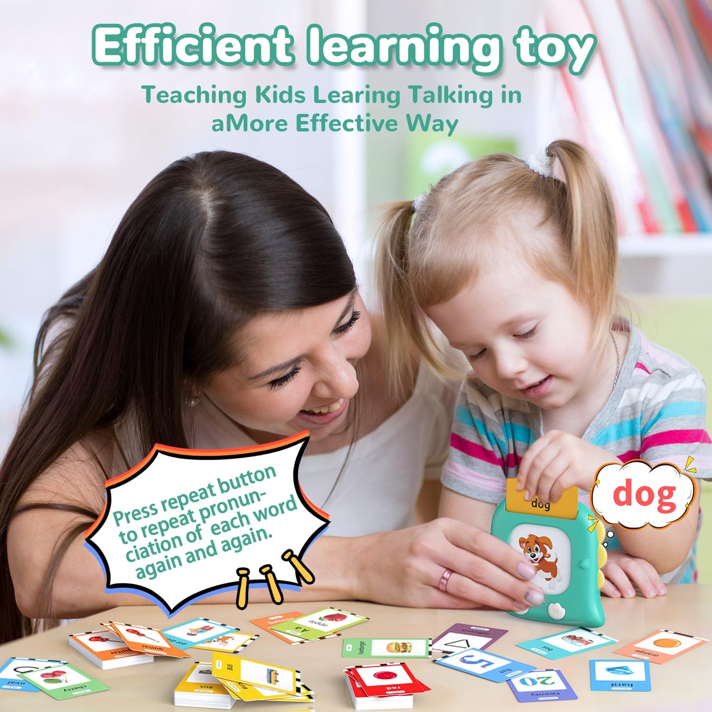 Kidzdo Dinosaur Sight Words Talking Flash Cards for 2 3 4 5 6 Years Old Boys and Girls, Easter Stuff Birthday Gifts for Toddler, Pocket Speech Learning Toys Helps Language Delay Kids, Green