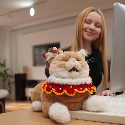 Chongker 24.8" Interactive Robot Cat Plush Realistic Stuffed Animals, Companion Robotic Cat with Meow Purring Heartbeat, Eye Mouth Ear Movement, Kitten Electronic Kitty Toy for Seniors