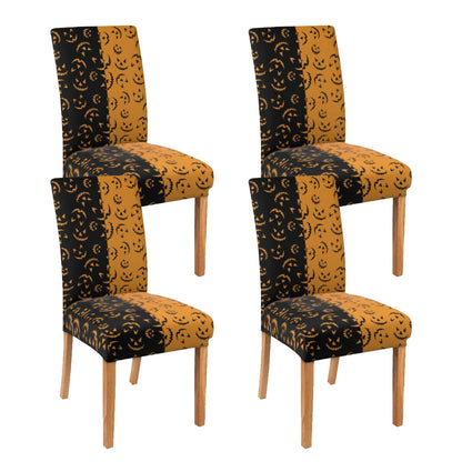 Qeenking 4 Pcs Halloween Dining Chair Covers, Spooky Pumpkin Stretch Removable Washable Seat Slipcovers, Horror Scary Kitchen Dining Room Hotel Decor