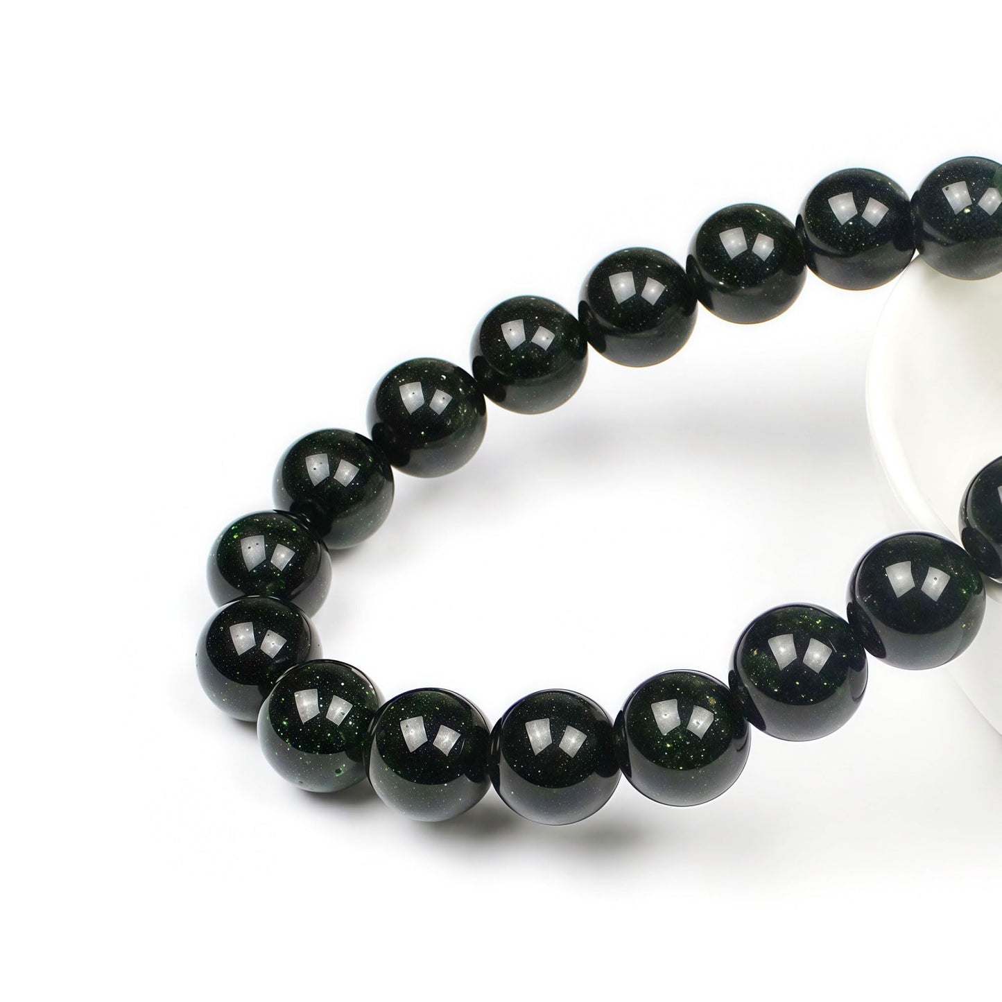 MJDCB Best Sellers Green Sand Stone Round Stone Beads for Jewelry Making DIY Bracelet Necklace (12mm)