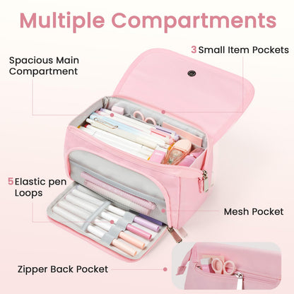 Sooez Super Large Pencil Case, Big Capacity Pencil Bag with 3 Compartments, can hold 100 pencils,Cute Pencil Pouch with Zipper,Portable Stationery Pen Bag, School Supplies For Teen Girls,Mint Green