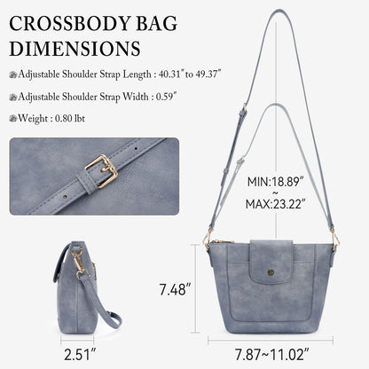 VIMUTI Small Crossbody Bags for Women Vegan Leather Crossbody Purse with Adjustable Strap Lightweight Shoulder Bag for Daily Use (Blue)