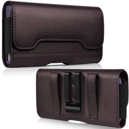 ACCKUO Leather Phone Holster with Strong Metal Belt Clip and Card Holder Compatible with iPhone 17 16 15 14 13 12 and Pro, Galaxy S26 S25 S24 S23 S22 S21 S20 for Everyday Protection, M-Coffee