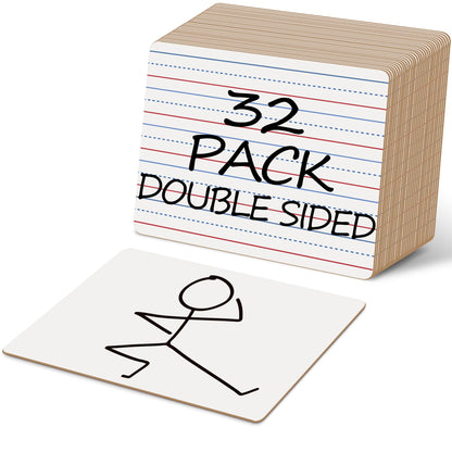 Dry Erase Boards, 32 Pack 9 x 12 Inch Mini Portable Practice White Boards, Double Sided Personal Small Whiteboards with Lines for Kids, Students, Teachers Classroom School Supplies