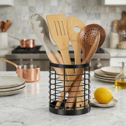 IWNTWY Utensil Holder for Kitchen Counter, Stainless Steel Utensil Crock for Cooking Tools, Spatula, Silverware Forks, Knives, Spoons Countertop Organizer
