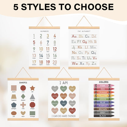 EliteSign Educational Preschool Learning Posters, Alphabet Numbers Posters for Toddlers, ABC Banner Wall Hanging Posters Decor for Classroom Playroom Nursery Kids Room, 12x17 Inch Set of 2