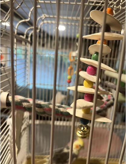 2 Pack Bird Toys with Cuttlebone, Parakeet Toys, Bird Beak Grinding Stone, Cage Accessories for for Parakeet Conure Lovebird Cockatiel Finch Canary Hamster Chinchilla Rabbit (Large)