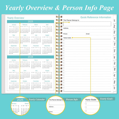2025-2026 Appointment Book & Planner - Hourly Planner from July 2025 - June 2026, Weekly Appointment Book 2025-2026 with 30-Minute Interval, 6.4" x 8.5", Teal Floral