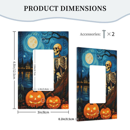 HLCoChT Decorative Art Light Switch Covers Pumpkin - lit Halloween Eve Switch Plate 1 Gang Rocker Outlet Decorative Switch plate Faceplate GFCI Light Switch Covers