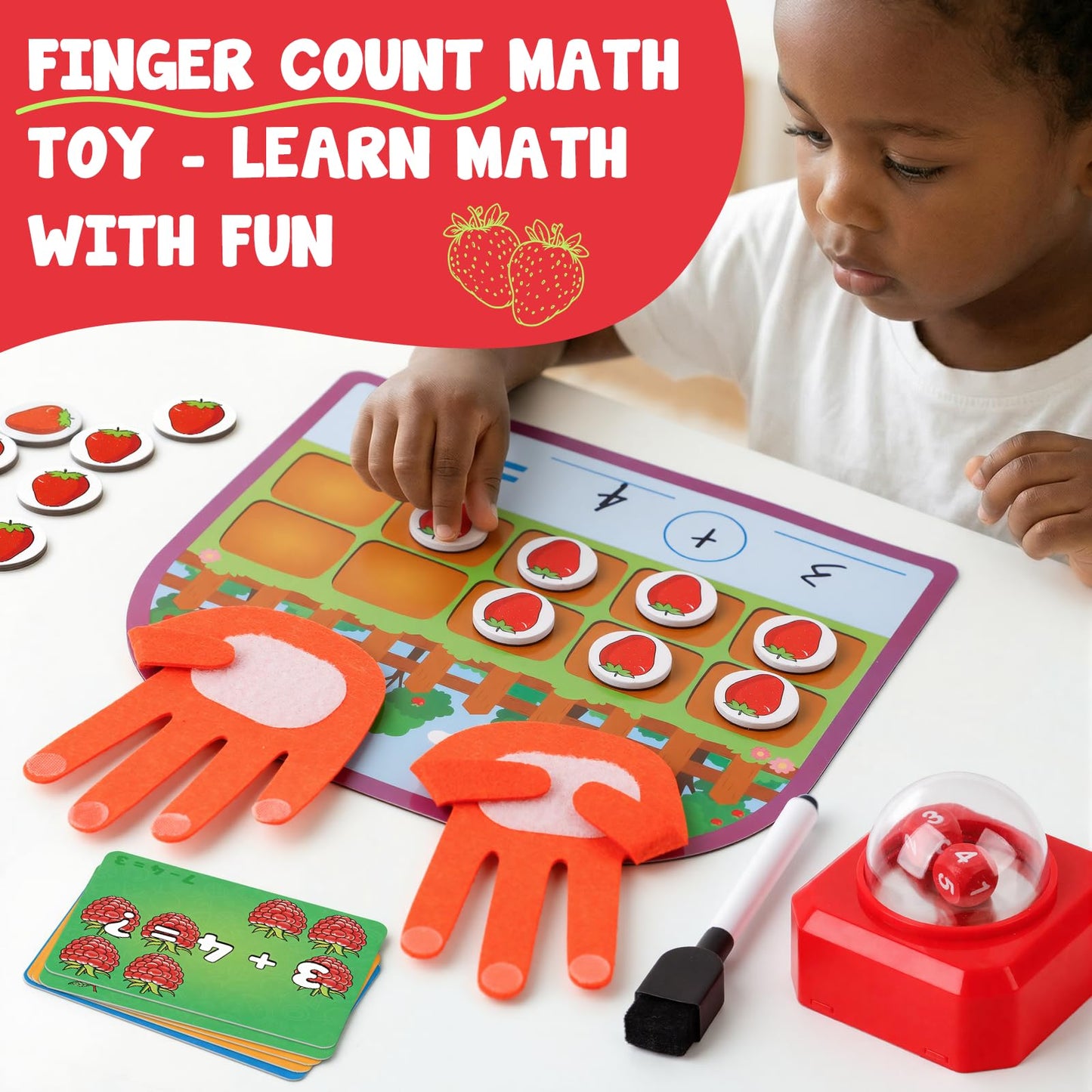 Torlam Magnetic Ten-Frame Set,Finger Number Counters for Kids Math Manipulatives,Counting Blocks for Math Games Addition Subtraction Practice,1st 2nd 3rd Grade Kindergarten Number Blocks Learning Toy