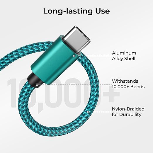 Basesailor for iPhone 17 16 Pro Max Car Carplay Cable 3Pack 3.3/6.6/10FT,USB A to USB C Car Charger Cord for iPad 10 Air 4 5,Mini 6 7,Apple 15 Plus,Samsung Galaxy S24 S25,Z Flip Fold,A54 A53 A52 A51