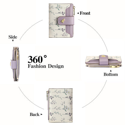 GAEKEAO Small Wallets for Women RFID Blocking Leather Bifold Zipper Pocket Wallet Credit Card Holder with ID Window