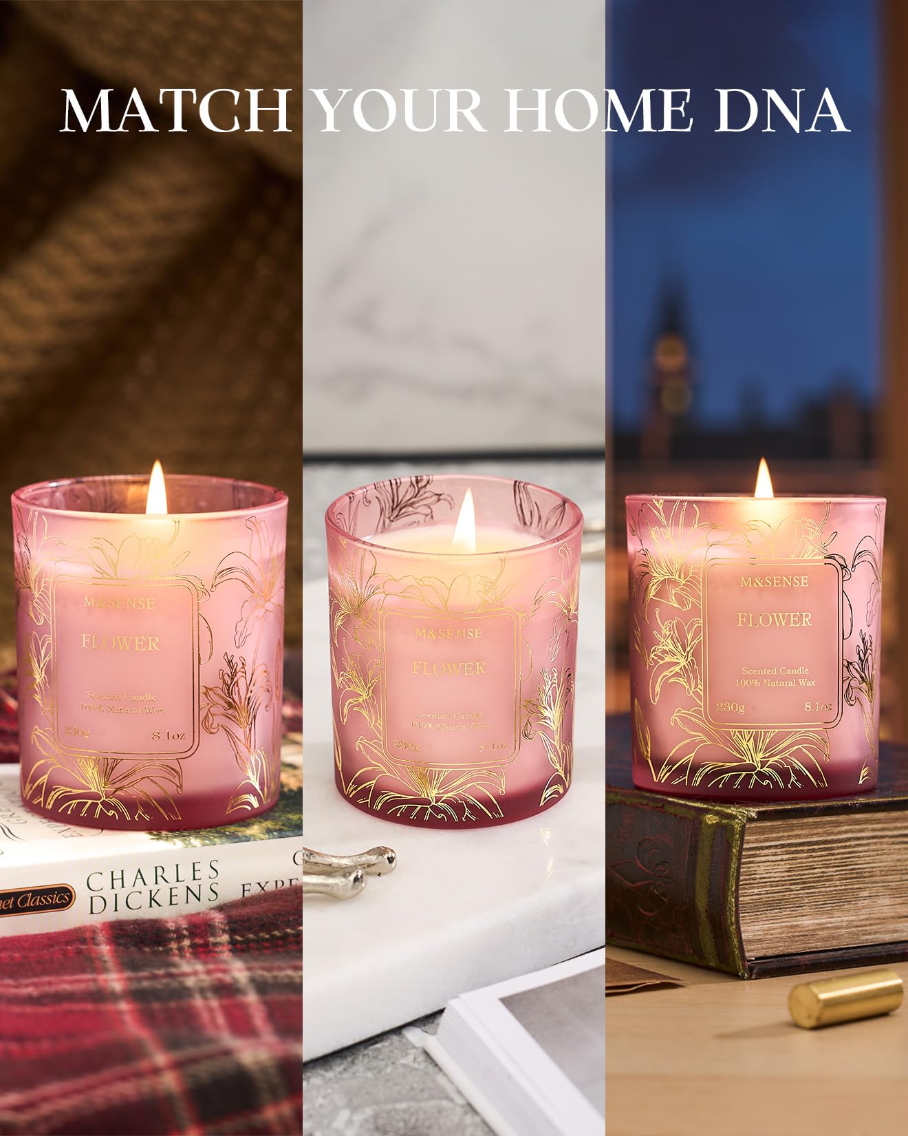 M&SENSE Mango Green Tea Soy Candle, 8.1oz 42H Slow Burning Non Toxic, Tropical Tea Aromatherapy, Summer Relaxation Gift