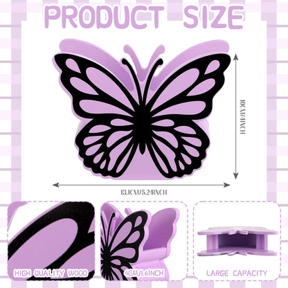 Tenceur Purple Butterfly Pen Holder for Desk Large Capacity Purple Pencil Holder School Supplies Desk Organizer Cute Butterfly Office Decor Makeup Brush Holders Back to School Gift for Girl Women
