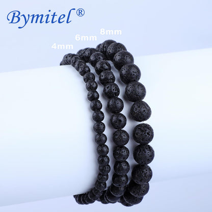 Bymitel 6mm Black Lava - Handmade Reiki Gemstone Stretch Bracelet, Natural Beauty & Spiritual Essence, Crystal Healing for Unisex Adults