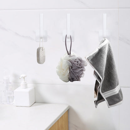 4 Pcs Curtain Holders, Self-Adhesive Hooks, L-Shaped Curtain Holdbacks, No Drill Curtain Pull Backs for Kitchen Living Room Office