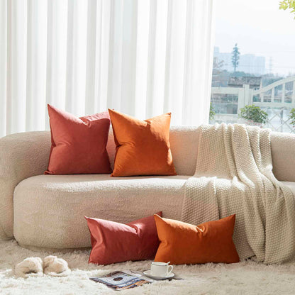 JUSPURBET Couch Pillow Covers Set of 2 Decorative Velvet Throw Pillow Covers Cases for Living Room Bedroom Home Decor Soft Cushion Covers Cases with Hidden Zipper for Sofa Bed 18x18 inch,Burnt Orange