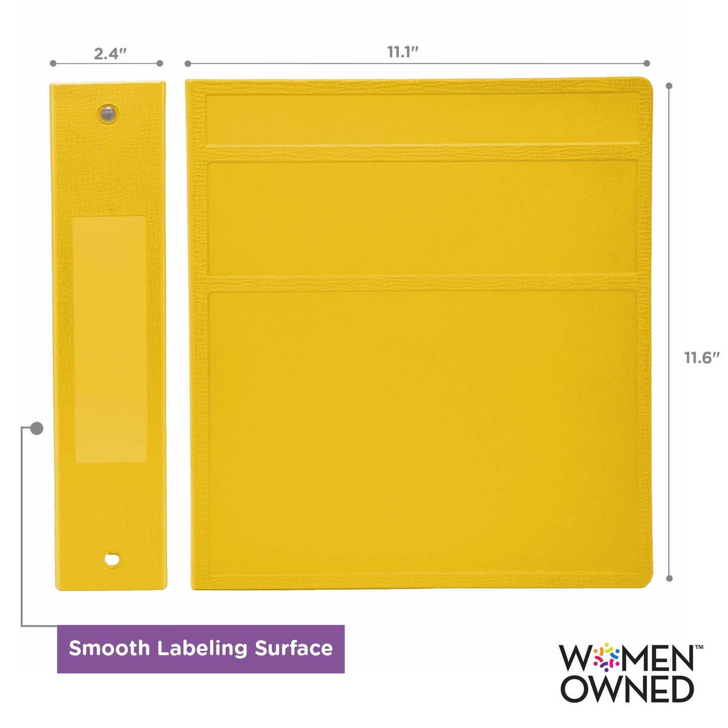 Carstens 2-Inch Heavy Duty 3-Ring Binder - Side Opening, Yellow, Durable Plastic, Precision No-Gap Rings, Waterproof Covers, No Pockets, Holds 300 Letter-Sized Sheets, BPA-Free, Made in USA (2842-3R)