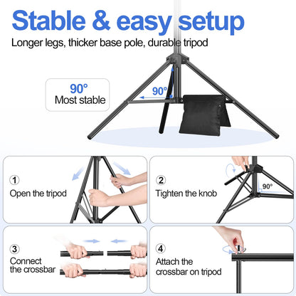 EMART Backdrop Stand 10x8.5ft(WxH) Photo Studio Adjustable Background Stand Support Kit with 2 Crossbars, 8 Backdrop Clamps, 2 Sandbags and Carrying Bag for Parties Events Decoration