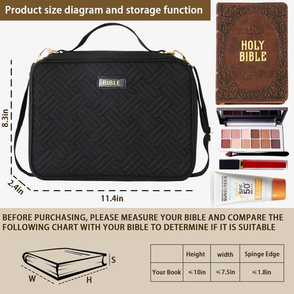 Bible Cover for Women Bible Case, Large Bible Bag, Bible Study Supplies Bible Journaling Kit Book Carrying Case with Bible Highlighters Tabs, Valentines Day Christian Gifts for Women(Black)