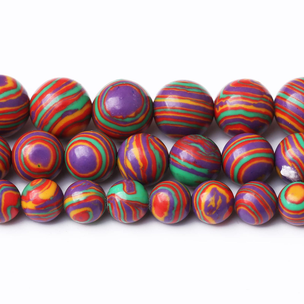 32PCS 12MM Beads Colorful Malachite Beads Round Loose Beads Natural Gem Beads for Jewelry Making 15"