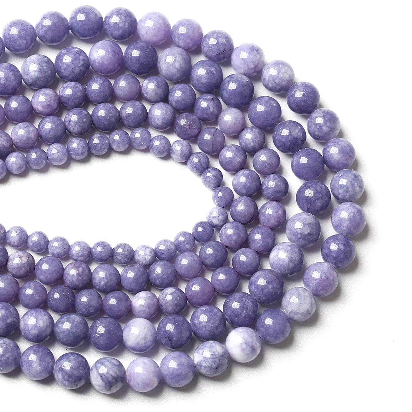 10MM 38PCS Lavender Purple Chalcedony Stone Loose Beads for Jewelry Making DIY Bracelet Necklace