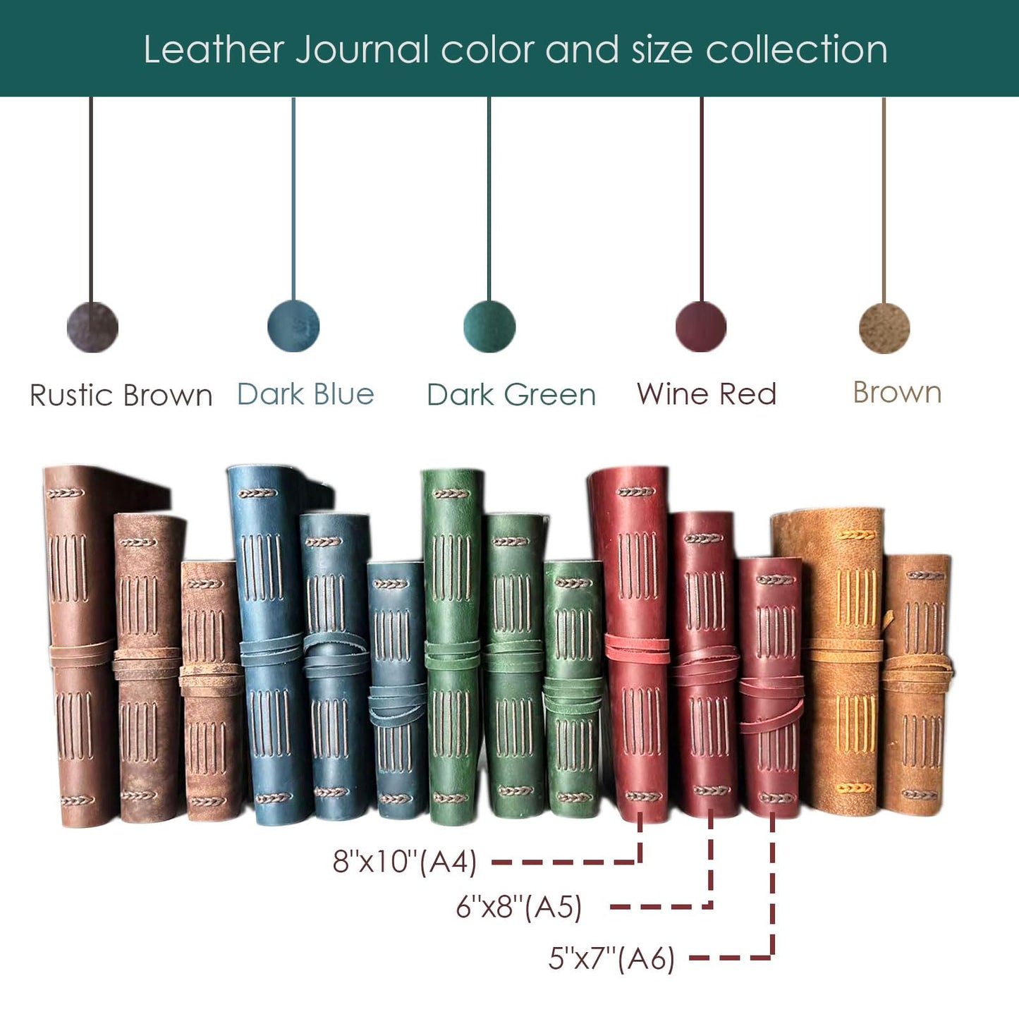 CooLeathor Large Notebook Journal - Genuine Leather Journals for Writing A4 Size Diary 8x10 Inch, Notepad For Women and Man, Gifts,Work,Travel Dark Green