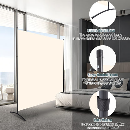 Room Divider Folding Privacy Screens with Wheels, 6FT Tall Divider for Room Separation, Movable Room Partitons and Dividers, Indoor Room Dividers Panel with Fabric (Beige, 1 Panel-71‘’-Standard)