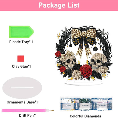 Fairyland JinWenn Decor for Home Diamonds Art kit Decorations, Halloween Skull Rose Wreath Diamonds Painting Kit for Adult Tabletop Gift DIY 5D Diamonds Dots Special Crystal Diamond 7.5X7.7 inch