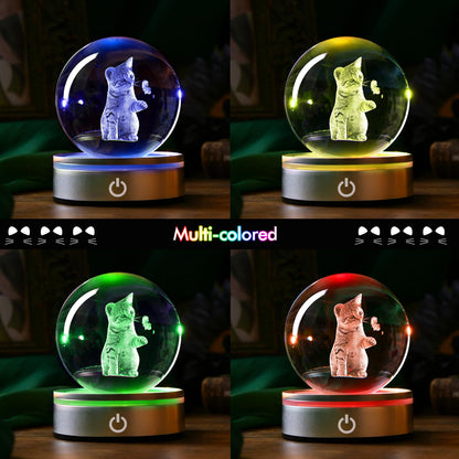 IFOLAINA Cat Lovers Gifts for Women Christmas 3D Crystal Ball Decor Lamp Cat Themed Gifts for Her Wife Mom Birthday Kitten Snow Globe