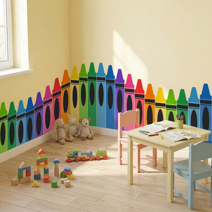 Gilprop 9.8 ft Rainbow Crayon Classroom Wall Decor Fabric Preschool Kindergarten Graduation Cuttable Crayon Classroom Decoration Backdrop with Adhesive Dots for Daycare End of The Year Back to School