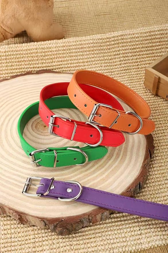 Purple Soft Leather Dog Collar for Small,Medium, Large Dog, Comfortable and Adjustable (Wide: 0.55'' for Dog's Neck: 9''~12'', Purple, S)