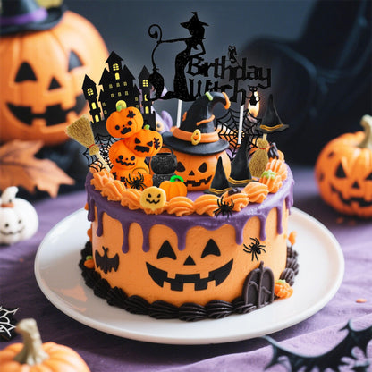 Knana 18Pcs Witch Cake Topper Halloween Cake Toppers Halloween Witch Cake Decorations for Scary Witch Birthday Party Supplies