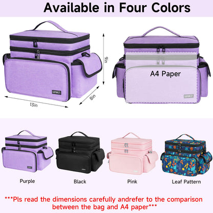 LEFOR·Z Large Sewing Supplies Organizer,Double-Layer Sewing Accessories Storage and Organizer Case Bag,Protable Travel Sewing Box Sewing Basket for Sewing Tools,Purple(Bag Only)