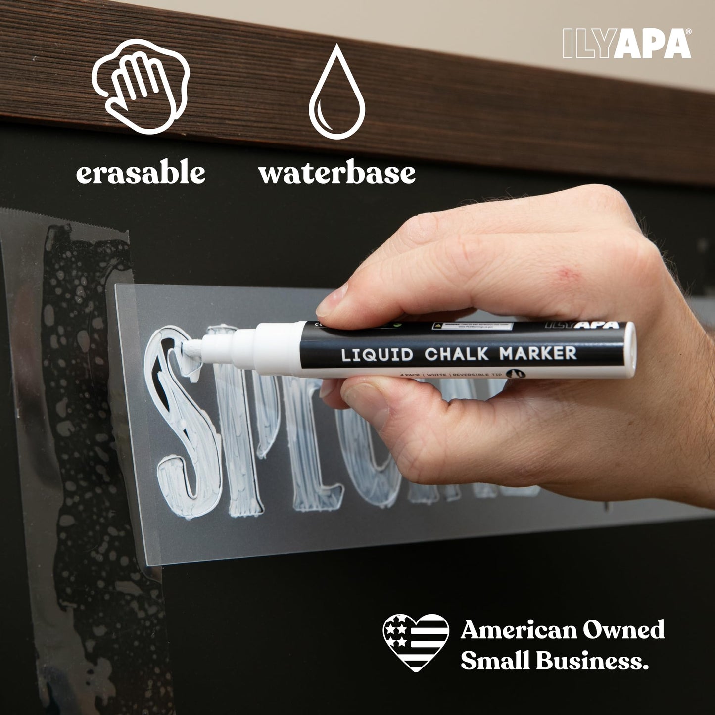 Ilyapa Metal Double Sided 24x42 Swinging Chalkboard Sign Bundle with Erasable 4-Pack White Liquid Chalk Markers - Magnetic A-Frame Sidewalk Menu Board for Restaurants & Businesses