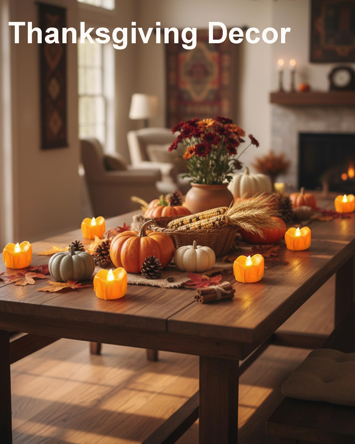 ONEIHOMM Halloween Orange Timer Tealights for Fall Decor, 12PCS