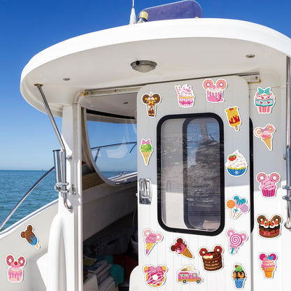 24Pcs Ice Cream Mouse Cruise Door Magnets Cute Mouse Ice Cream Ship Cabin Magnetic Stickers Cake Stateroom Accessories for Carnival Summer Party Refrigerator Car Decor