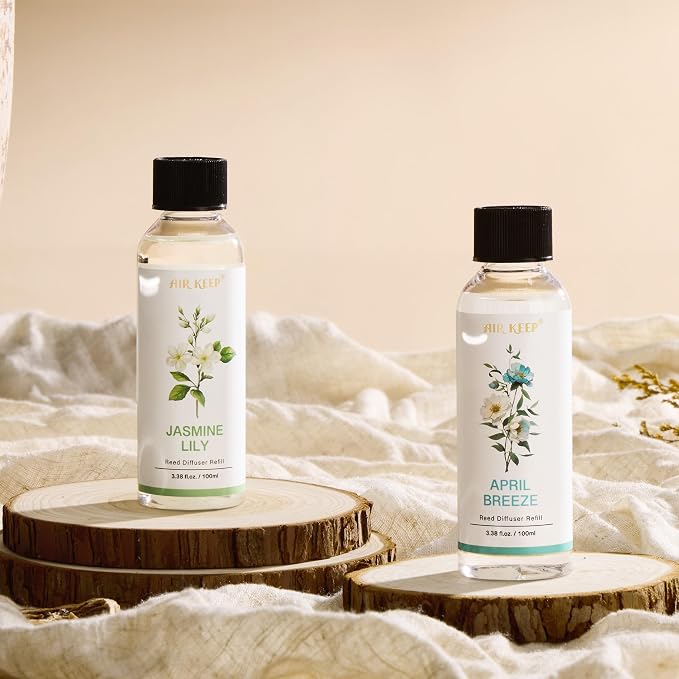 Airkeep Reed Diffuser Oil Refill/Jasmine Lily/3.38oz（100ml/1 Pack/Scented Oil Refill for Reed Diffuser Home Fragrance for Bedroom, Bathroom Office Home Decor