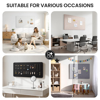 Large Bulletin Board, 60 X 35 Inches Felt Cork Board with 40 Pushpins, Foldable Felt Notice Pin Board Photo Display Board with Self-Adhesive Tape for Office Home School (Light Gray, 60x35 inch)