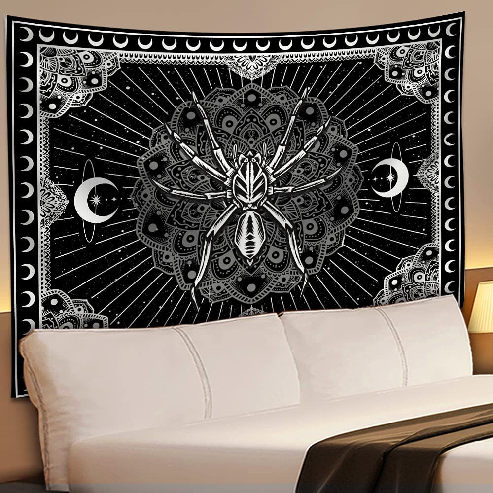 UHOMETAP Mandala Spider Wall Art - Bohemian Tapestry With Starry Sky and Moon Pattern for Living Room, Bedroom, Office - 80x60 Inches