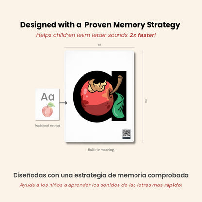 Phonics Flashcards for Kids - Alphabet Letter Sound Cards with Embedded Mnemonics for Early Reading, ABC Flashcards for Preschool & Kindergarten - Fonexa (Large)